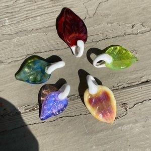 Hand blown glass left pendants